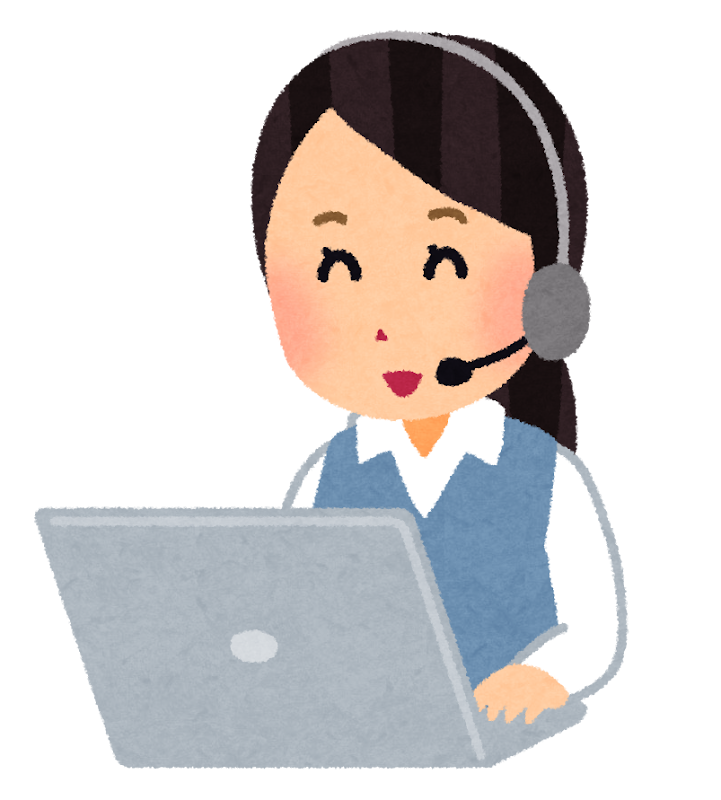 A customer-support operator on a call (official Irasutoya asset)