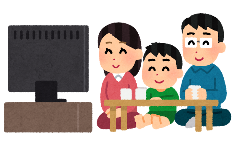 Family watching television